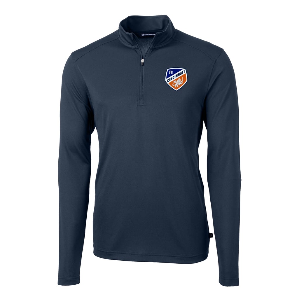  FC Cincinnati Cutter & Buck Big & Tall Virtue Eco Pique Recycled Quarter-Zip Pullover Top - Navy